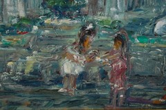ORIGINAL FRAMED OIL PRADO BOULEVARD SCENE OLD HAVANA, CUBA ARTIST: HECTO VIDAL
