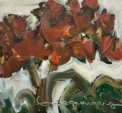 Red Geranium Flowers Art Original Oil Painting Framed Geraniums Artwork Floral