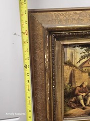 Antique Oil Painting Dated Signed 1763 European Violin Boy Praying Framed