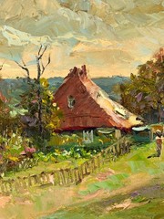 Oil painting Hill Ukrainian painter canvas Unframed original Decor landscape