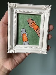 Funny Duck,goose, whimsical,cute,original,miniature Painting,small,mini,framed