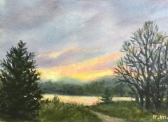 RIVER ACCESS MINI – original framed oil landscape painting on 6X8 inch canvas