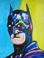 ABSTRACT /EXPRESSIONISM 11×14 BatMan Modern Street ART Colorful Painting