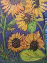 Original Contemporary 8×8 Floral Acrylic Paper Signed Home Decor Warm Tones