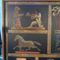 Vintage Huntington Folk Art Oil On Canvas Shadow Box Scene 27”x33”