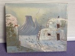 Southwest Pueblo Oil Painting On Canvas Signed by Artist K Mescal 8×10