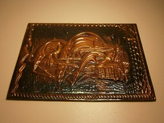 Antique Royal Navy Fleet Sailing Ship Vtg 3D Embossed Metal Picture Sea Painting