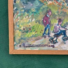 Nils Severin (1910) Swedish Expressionist. Rural Childhood Scene. c.1950- COA