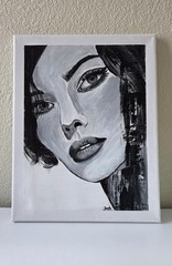 Abstract Black White Woman Face Painting Modern Home Decor 11×14