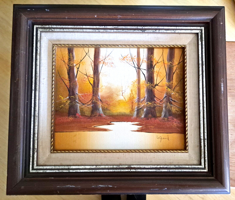 Albert LeGrand Acrylic Paint on Canvas Painting In The Woods Frame 15″×13.5″