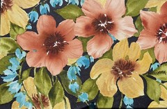 9”x5.5” Original Ink & Watercolor Pamela Wilhelm Whimsical Tropical Floral ￼