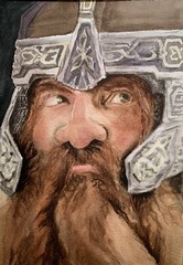 Original watercolor Gimli 10.5 x 7.5 Lord of the Rings painting LOTR fan art
