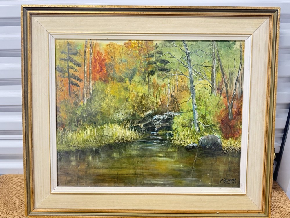 P. Burgess Original Oil Painting On Board 21.5×25.5 Inches