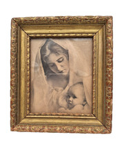 Small Antique Frame Carved Gilded Wood 6.5×6″ Fits 3.75×4″ Photo