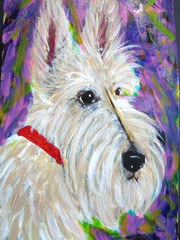 Original Adorable WHEATEN SCOTTIE SCOTTISH TERRIER DOG Painting WALL ART