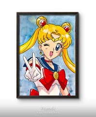 Original Sailor Moon Painting by Alannah Dyer- Art 5×7 in. Fan Art Anime 1990’s
