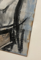 Juan De’Prey Signed Charcoal & Wash Figural Mixed Media 11.5×30 Puerto Rican Art