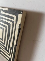 Acrylic Painting Black & Cream Maze Original Bower ‘24 New 8” Square Wood Board