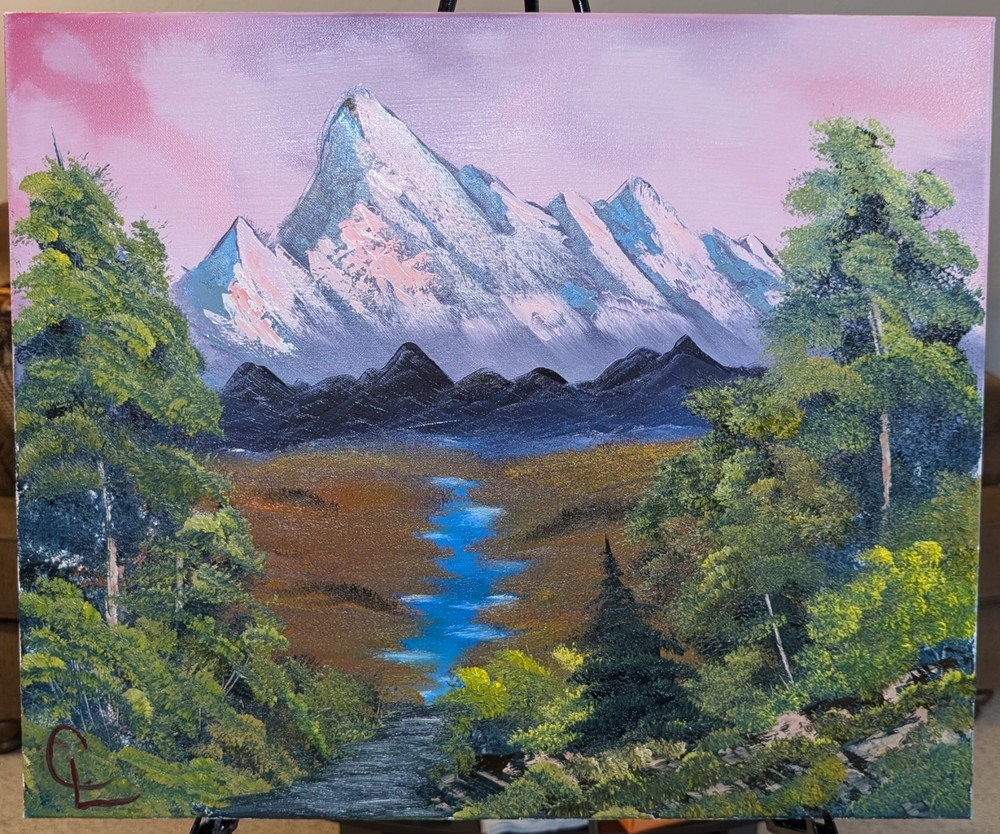 Original Landscape Oil Painting on Canvas (Bob Ross Style) 18″ x 24″ – Signed