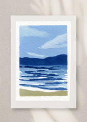 ACEO/ ATC Blue Water Sea Seascape Watercolor OOAK Original Art SaraClaireArt