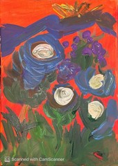 BLESSED#963 Hot Sky Blue Roses 12×9 Original Canvas Neo Abstract Expressionism