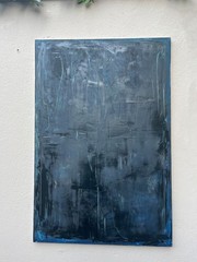 abstract oil painting black blue informal 120×80 gestural filled modern art