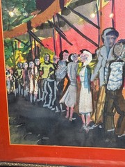 Trav Neidlinger Game of Chance Signed Watercolor Carnival Fair Scene Framed