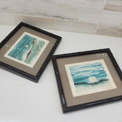 Emilie McBride Set Watercolor Original 1981 Paintings Bamboo Frames Professional