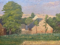 ::OIL PAINTING VIEW OF LÖWITZ °TO FIX UP FIELDS BARN MONOGRAM FRAME