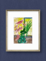 Calderas Pequeñas campanillas de viento en la ventana Original 5×7 Watercolor