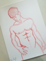 9×12 Watercolor original art minimalist gay art