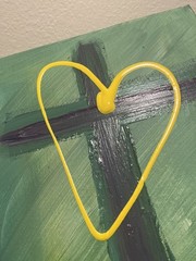 BLESSED#1228A Cross Heart Hope Jesus 14×11 Original Canvas Abstract Art