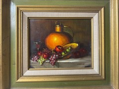 W Edward „Tabletop Still Life Scene“ Oil Painting – Signed And Framed