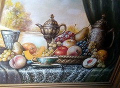 Johan K Reinprecht Hungary 20th Century Oil on Canvas Fruit Still Life framed