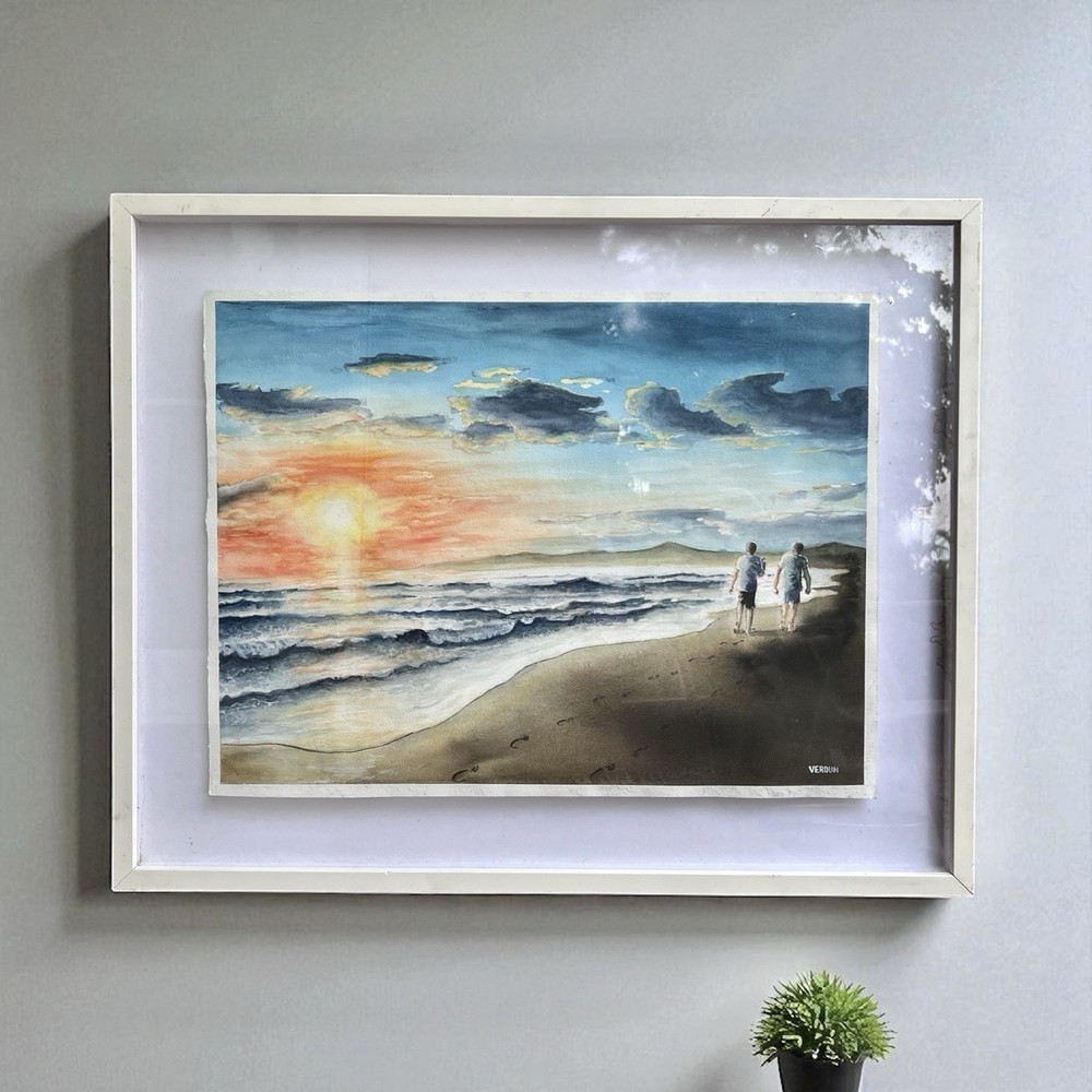Listed Artist OSCAR VERDUN Framed Watercolor (2011) – “CAMINATA”