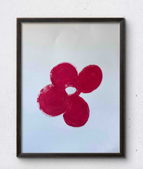 Original 11×14 Aztec Red Flower Portrait Painting Signed Paper Abstract Fine Art