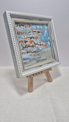 Original autographed oil painting in a frame. Fish. Impressionism. 4×4 inches.
