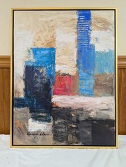 Abstract art framed original acrylic painting on Canvas. Medium size 19in x 25in
