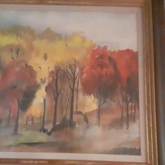 VINTAGE LANDSCAPE WATERCOLOR FRAMED & MATTED ARTIST SIGNED BETTY B. BROWN 24″x28