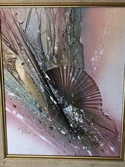 Rare Framed Vintage Painting 3D Textured Deco Abstract Art Signed D. Pilar