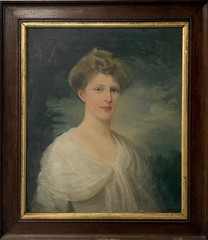 George W Baldry Portrait of Evelyn Hart Oil on Canvas Signed Framed Antique