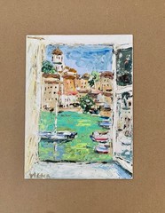 French Riviera Oil Painting on Painting Board Original Summer Landscape Painting