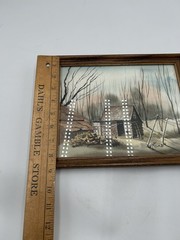 Vintage Watercolor Painting Log Cabin And Barn In Montreal Signed M Fick 1985