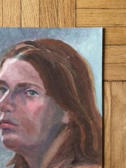 Vintage Portrait Acrylic Board Portrait Woman Long Hair 12×16 Peter Feldman
