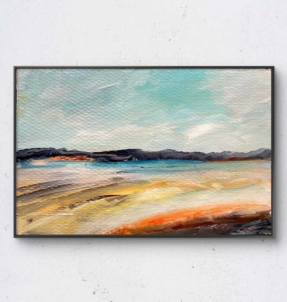 Textured Coastal Landscape Original Acrylic on Cradled Panel Mary Myers