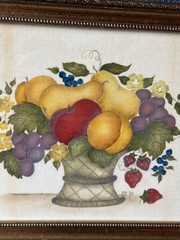 Beautiful Vintage Framed Theorem Fruit Basket Painting RTH Signed PB’80