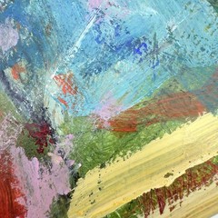 Original Abstract Art Painting on Heavy Paper Colorful Acrylic Signed 9×11.75 E