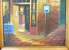 Vtg 80 Original Signed Mariel Chapot French Cafe Street Scene Oil Painting 16X20