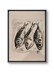 11×15 Fish Unframed Signed Acrylic Paper, Handmade, Art, Original Home Decor