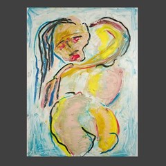 Oil painting expressionism Cassiopeia unique sign Prof em A Loeschner-Gornau
